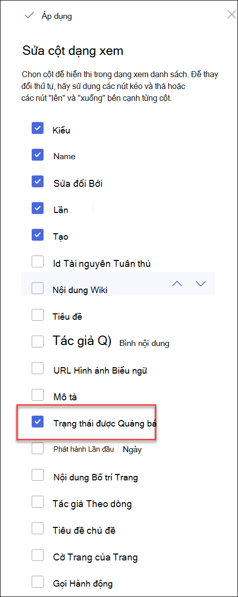 ảnh chụp màn hình trạng thái Tăng cấp được chọn