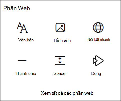 Phần web trong hộp công cụ