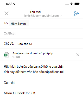 Tạo email mới trong Outlook Mobile