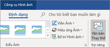 Nút Văn bản thay thế trên dải băng Outlook for Windows.