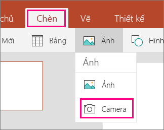 Hiển thị ảnh chèn từ tùy chọn camera trong Office Mobile cho Windows 10