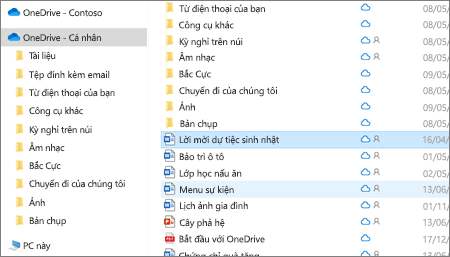 Ảnh chụp màn hình hiển thị Thư mục riêng của OneDrive trong File Explorer.