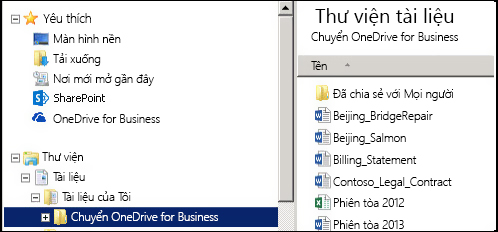 Thư mục cá nhân sắp xếp sau khi chuyển các tệp từ thư mục SharePoint OneDrive for Business đã đồng bộ