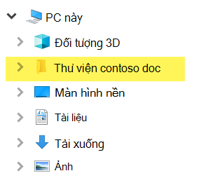 Trong File Explorer, thư viện được ánh xạ sẽ xuất hiện dưới dạng mục nhập thư mục bên dưới PC này.