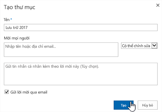 Hộp thoại chia sẻ chế độ cổ điển trong SharePoint Online