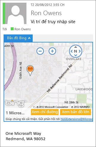 Email với ứng dụng Bản đồ Bing hiện địa chỉ trên bản đồ