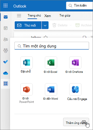 Menu mở ra Xem thêm Ứng dụng trong Outlook trên web và trong Outlook for Windows mới.