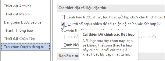 Cài đặt lưu trữ số ngẫu nhiên