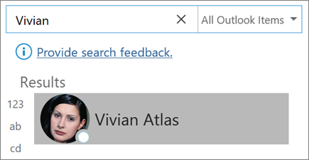 Sử dụng tìm kiếm trong Outlook để tìm liên hệ