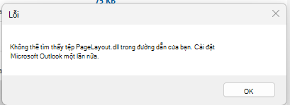 Ảnh chụp màn hình thông báo lỗi "Không thể tìm thấy tệp PageLayout.dll yêu cầu"