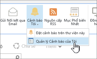 Nút cảnh báo Quản lý SharePoint 2016 được tô sáng