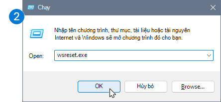 Biểu tượng hiển thị hộp thoại Chạy với lệnh đặt lại