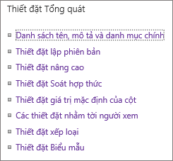 Danh sách nối kết thiết đặt chung