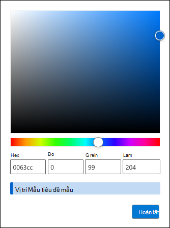Bộ chọn Màu Tùy chỉnh trong Lịch Outlook Web.