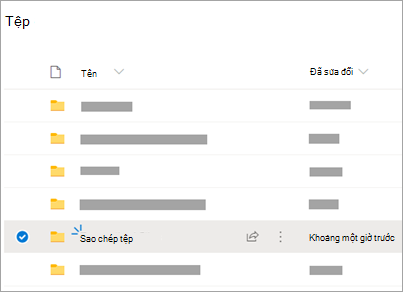 Các thư mục OneDrive với thư mục Tệp đã chép lại hiển thị
