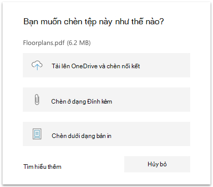Chèn tùy chọn tệp trong OneNote cho Windows 10