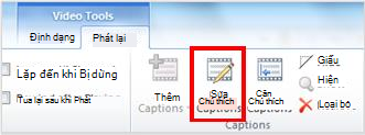 Video Tools Playback tab with Edit Captions highlighted