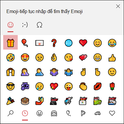 Sử dụng bộ chọn Windows 10 Emoji để chèn Emoji.