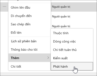 Bấm Publsh để phát hành phiên bản phụ