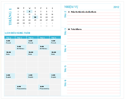 Mẫu Lịch Kế hoạch Hàng tuần cho Sinh viên (Excel)