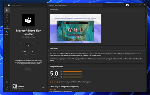 Cài đặt Microsoft Teams Play Together từ Microsoft Store để đi chơi với bạn bè trong khi xem và chơi trò chơi.