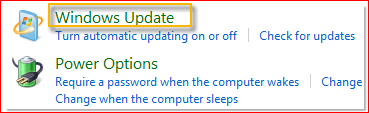 选择"开始> Windows 更新>"">"控制面板"。