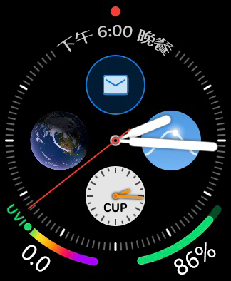 显示有 Outlook 信息的 Apple Watch 表盘