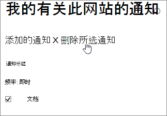 “我的警报”管理器，其中突出显示了“删除所选警报”