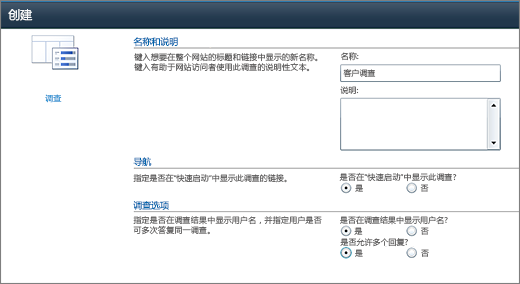 SharePoint 2010 调查选项页面