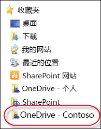 文件资源管理器中的已同步 OneDrive for Business 文件夹