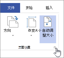 单击“页面设置”部分角落中的图标