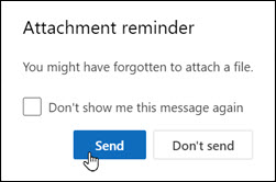 新的 Outlook 附件提醒窗口