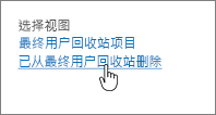 突出显示“从用户删除”的 SharePoint 2013 回收站