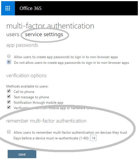 The remember multi-factor authentication option details