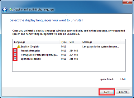 Select the languages
