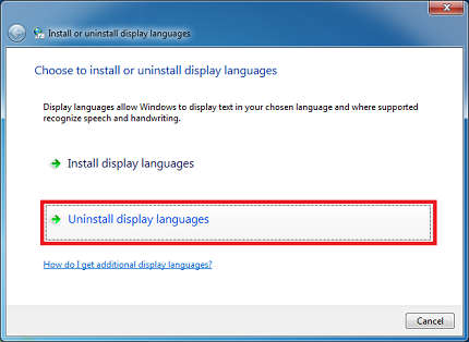 Uninstall display languages