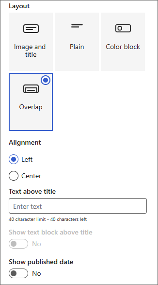 “标题区域自定义”窗格的屏幕截图。