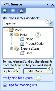 “XML 源”任务窗格