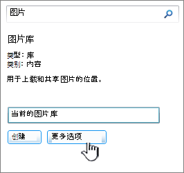突出显示"更多选项"的"创建图片库"对话框