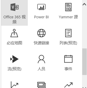 屏幕截图：Office 365 Sharepoint 中的“视频菜单”按钮。