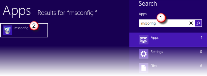 搜尋方塊 - msconfig