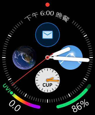 顯示 Outlook 資訊的 Apple Watch 錶面