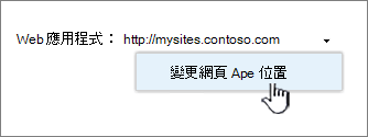[變更 Web 應用程式] 選項