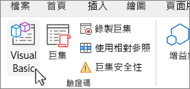 開發人員功能區上的巨集按鈕