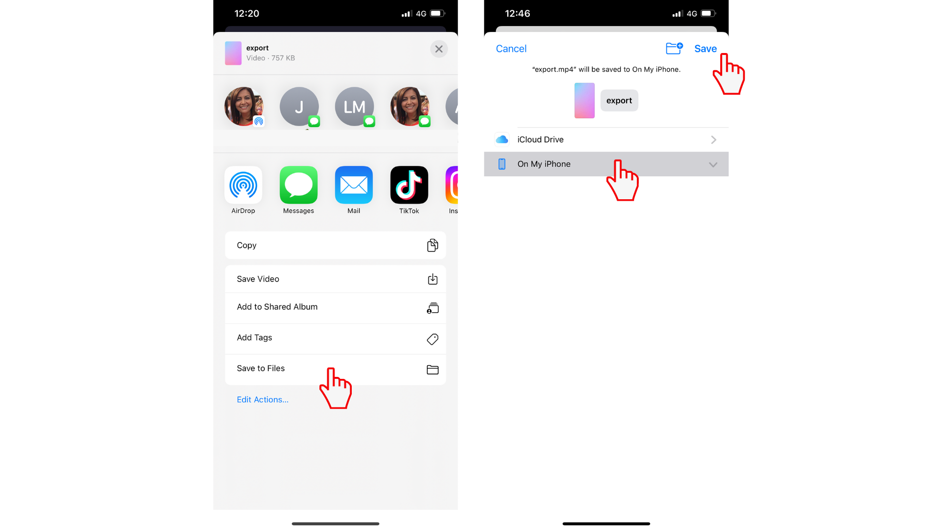 用戶將視訊儲存至iPhone檔案的影像。