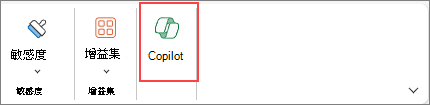 功能區上 Excel 中的 Copilot 圖示。
