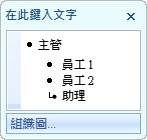 顯示主管、部屬及輔助圖案之項目符號的文字窗格