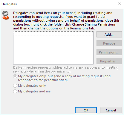 A screenshot of the dialog to remove delegates