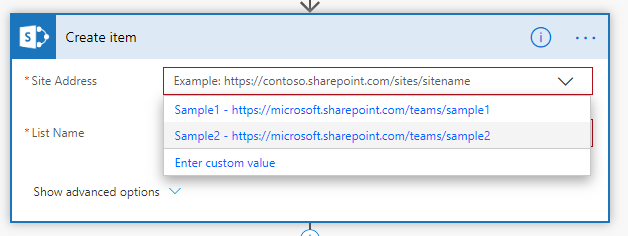 Sharepoint screenshot in Flow