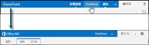 選取 SharePoint 上的 OneDrive 以移至 Office 365 上的商務用 OneDrive